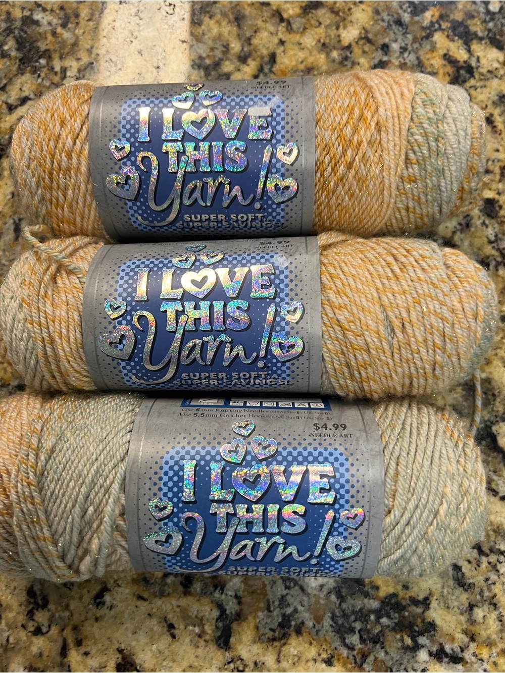Hobby Lobby I Love This Yarn Sacramento! variegated yellow tan cream